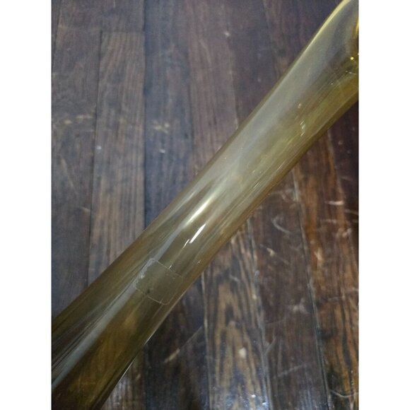 Vintage Viking Glass 6-Petal Light Gold Amber Swung Glass Vase MCM 23" - Picture 11 of 16